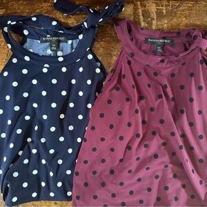Banana Republic Polka Dot Sleeveless Top Bundle XS 2 Pack Tie Neck
